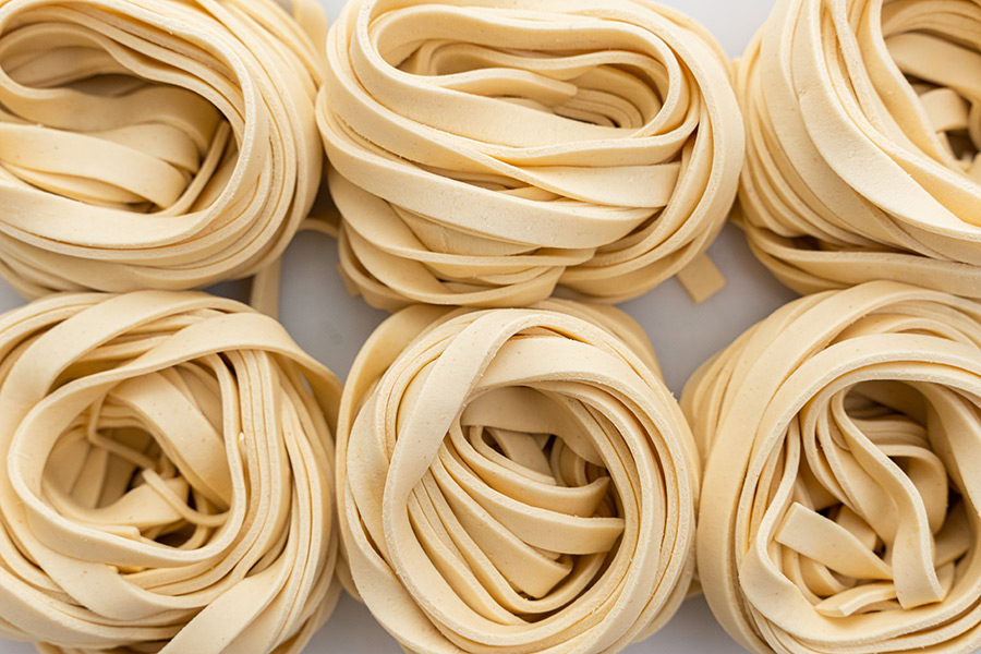 close up of fresh Tagliatelle